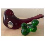 K - LOT OF 3 VINTAGE ART GLASS BIRDS (L27)