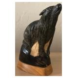 K - CARVED HOWLING WOLF FIGURE (CANADA) 8"T