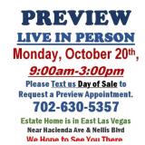 PREVIEW LIVE IN PERSON - Monday, October 20th