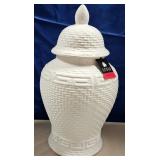 43 - NEW WMC WHITE CERAMIC GINGER JAR 19"T (H30)