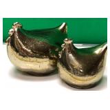 43 - NEW WMC 2 PIECES GOLD-TONE HEN FIGURINES