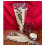 43 - NEW WMC PRESERVED FLOWERS, CANDLE & VASE
