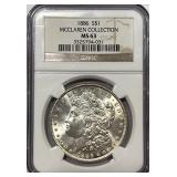 S - 1886 MS63 MCCLAREN COLLECTION SILVER DOLLAR