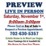 PREVIEW LIVE IN PERSON - Saturday, November 1st