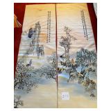 Q - 2 PIECES ASIAN SCROLL ART 61"L (I13)
