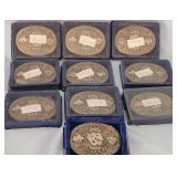 Q - LOT OF 10 DESERT SHIELD BELT BUCKLES (L117)