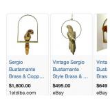 Q - CEILING HUNG BRASS PARROT ON PERCH (T4)