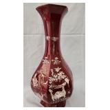 Q - ASIAN MOTHER OF PEARL INLAY VASE 17"T (L36)