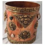 Q - ANTIQUE TIBETAN COPPER BRASS VESSEL 11X10"