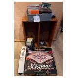 Q - SCRABBLE GAME, CDS, TAPES, STORAGE BOX (T49)