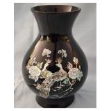 Q - ASIAN MOTHER OF PEARL INLAY VASE 8"T (L15)