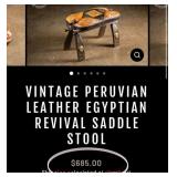 Q - VINTAGE EGYPTIAN CAMEL SADDLE FOOTSTOOL (T10)