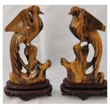 Q - PAIR OF CHINESE CARVED TIGERS EYE FIGURINES