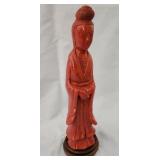 Q - CARVED JASPER QUAN YIN STATUETTE 11"T (L50)