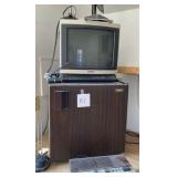 Q - SONY TRINITRON TV, MINI FRIDGE, ALARM CLOCK