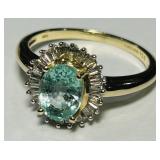 14KT YELLOW GOLD TOPAZ & DIAMOND RING 3.62GRS