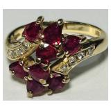 14KT YELLOW GOLD RUBY & DIAMOND RING 3.62GRS
