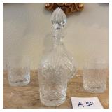 R - VINTAGE DECANTER W/ 3 GLASSES (A50)