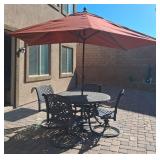 R - PATIO TABLE W/ 4 CHAIRS & UMBRELLA (Y4)