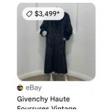 R - GIVENCHY FOURRURE FUR COAT SIZE 10 (M14)