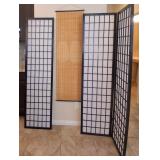 R - 3 SHOJI SCREEN PANELS & BAMBOO SCROLL (L22)
