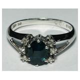 14KT WHITE GOLD SAPPHIRE& DIAMOND RING 2.65grs