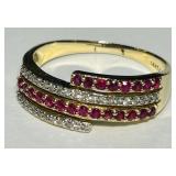 14KT YELLOW GOLD RUBY & DIAMOND RING 3.96GRS