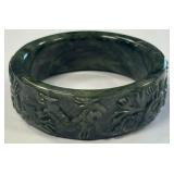 JADE BANGLE BRACELET W/ CARVED DETAILS (3)