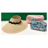 43 - NEW WMC STRAW SUN HAT, ZIP POUCHES (L7)