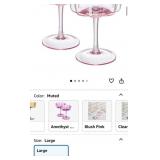 43 - NEW WMC PINK WAVY GLASS STEMWARE (G106)