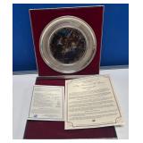 316 - STAINED GLASS & PEWTER PLATE W/ COA (R54)