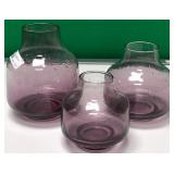 43 - NEW WMC SET OF 3 GLASS VASES (A223)