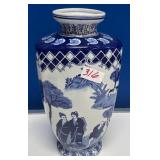 316 - CHINOISERE BLUE & WHITE WARE VASE 14"T (R25)