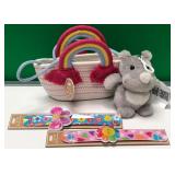 43 - NEW WMC RAINBOW BASKET, WISHPET, SLAP BRACELE