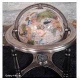 316 - STONE INLAID METAL WORLD GLOBE 9X9" (N6)