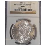 1886 MS63 - MORGAN SILVER DOLLAR (B4)