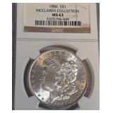 1886 MS63 - MORGAN SILVER DOLLAR (B1)