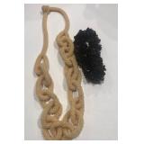 W - PEARL LINK NECKLACE AND BLACK BRACELET