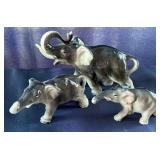 W - LOT OF 3 ELEPHANT FIGURINES (C84)