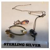 W - MIXED LOT STERLING SILVER JEWELRY (J164)