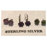 W - 3 PAIR STERLING SILVER EARRINGS (J86)