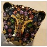 W - STERLING / PALLADIUM & STONES RING (J42)