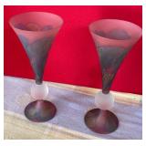 W - NOUVEAU ART GLASS HAND PAINTED FLUTES (G81)