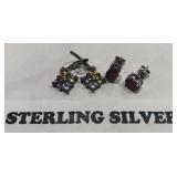 W - MULTICOLOR GEM STERLING SILVER EARRINGS