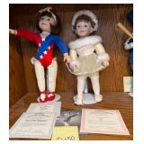 W - LITTLE GYMNAST & LITTLE BALLERINA DOLLS W/COAS