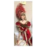W - SHOWGIRL PORCELAIN DOLL IN RED COSTUME