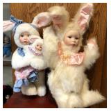 W - LOT OF 2 BUNNY DOLLS (R73)