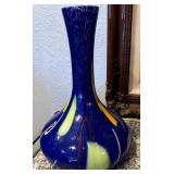 W - TALL COBALT BLUE ART GLASS VASE