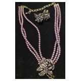 W - COSTUME JEWELRY NECKLACE & EARRINGS SET (J110)