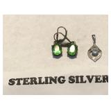 W - STERLING SILVER EARRINGS & PENDANT (J101)